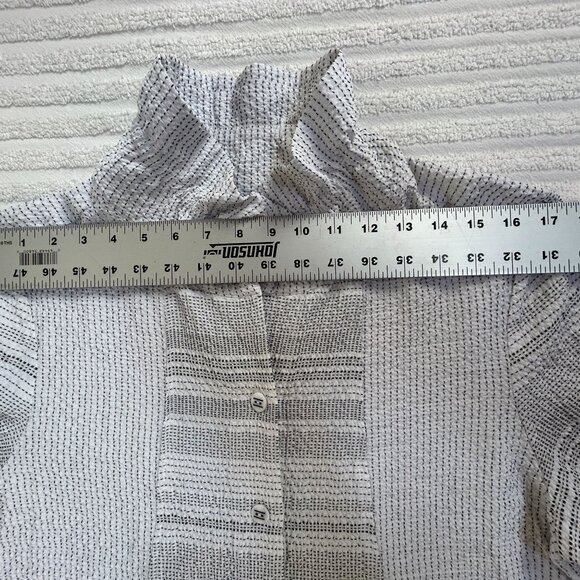 Habitat Womens Striped Textured Button-Up Shirt Top Large Art to Wear Lagenlook - Picture 6 of 8